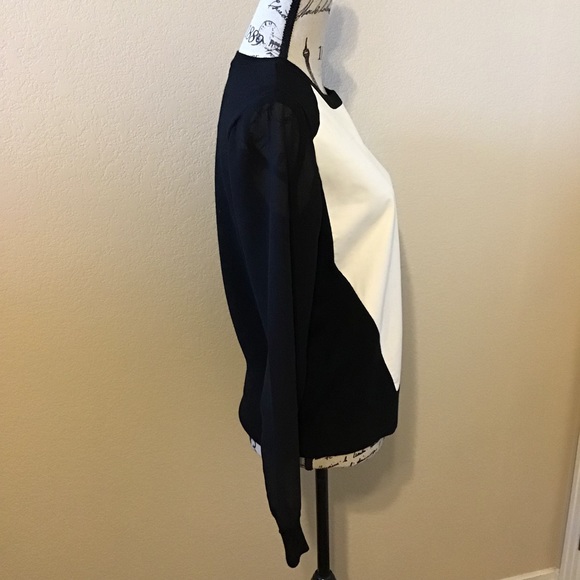 Rebekah Minkoff Leather Panel Sheer Sleeve Sweater Small - Picture 3 of 10